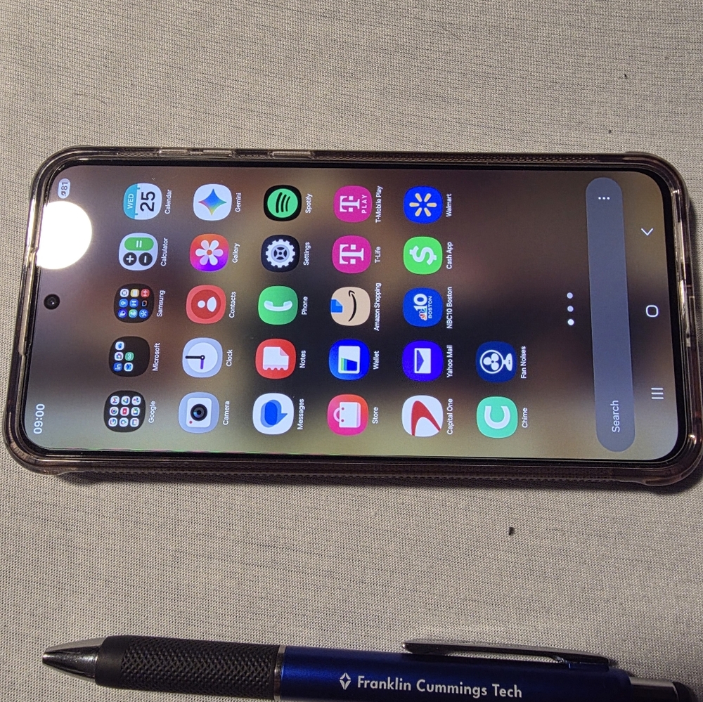 Samsung Galaxy Smartphone in Black with Clear Protective Case